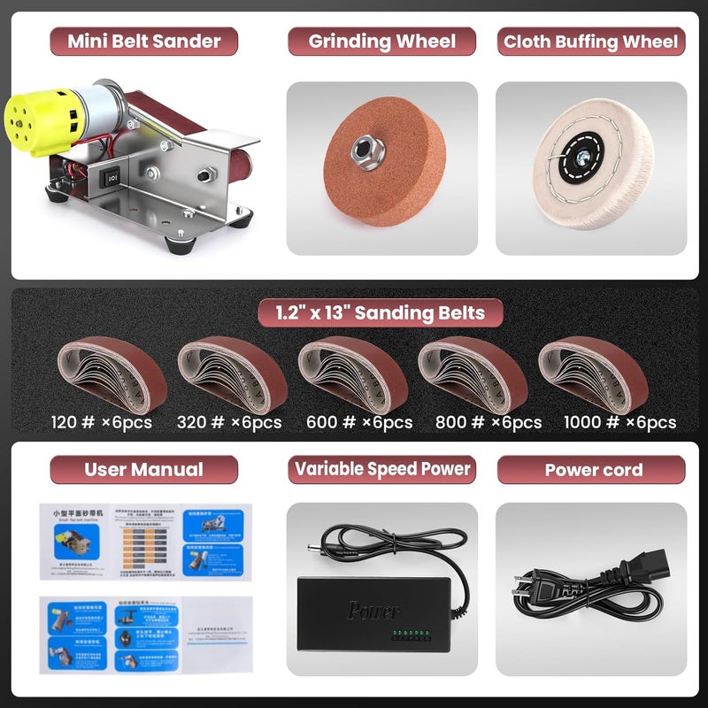 GDLIN Mini Belt Sander, 15°Electric Bench Grinder Sanding Machine, 7 Adjustable Speed Electric Knife Sharpener, Low Noise Cutter Sharpener Sander for Metal Working DIY, Woodworking, Plastic, Crafts - Image 3